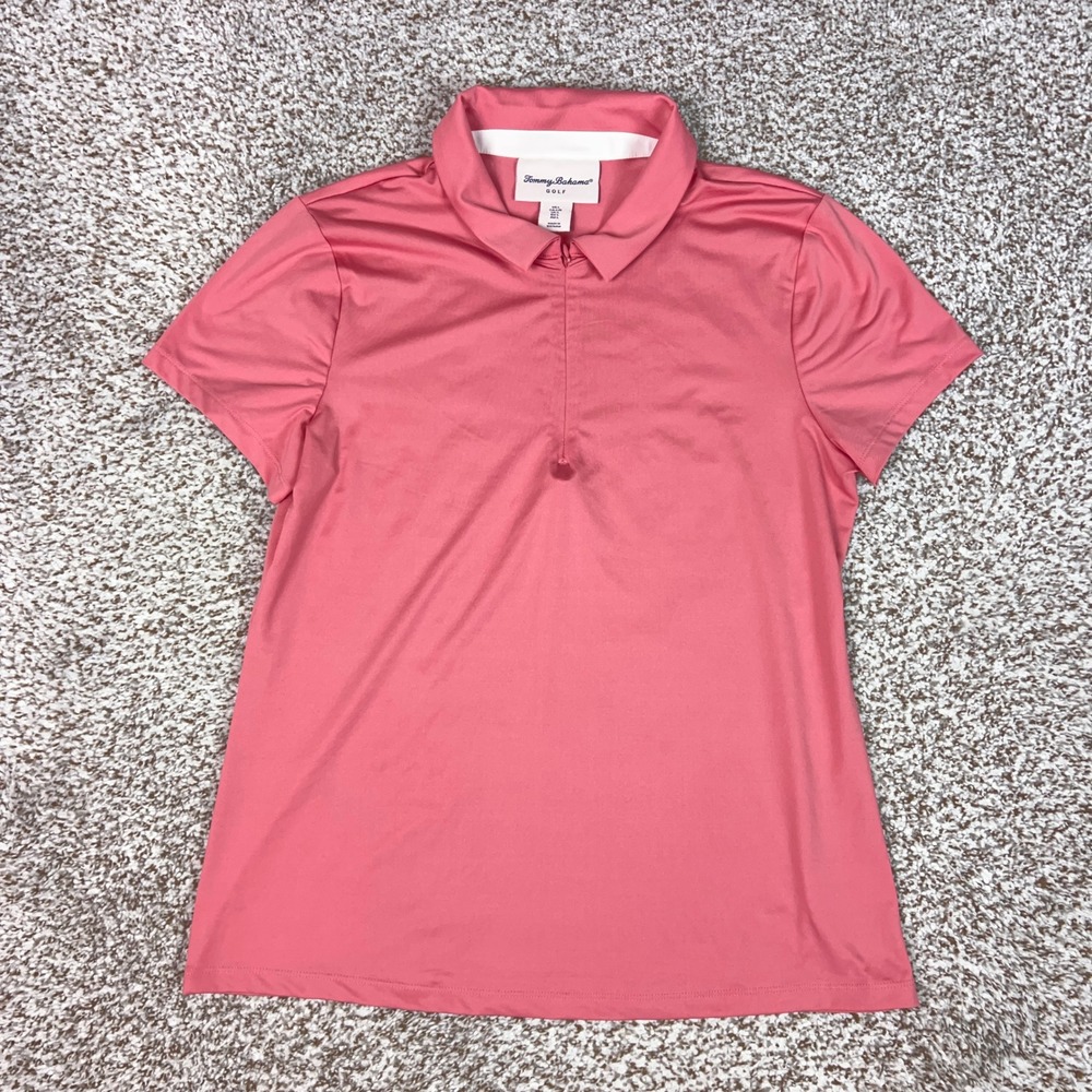 Tommy Bahama Polo Shirt Womens Large Pink Golf 1/4 Zip Outdoor Comfort Stretch